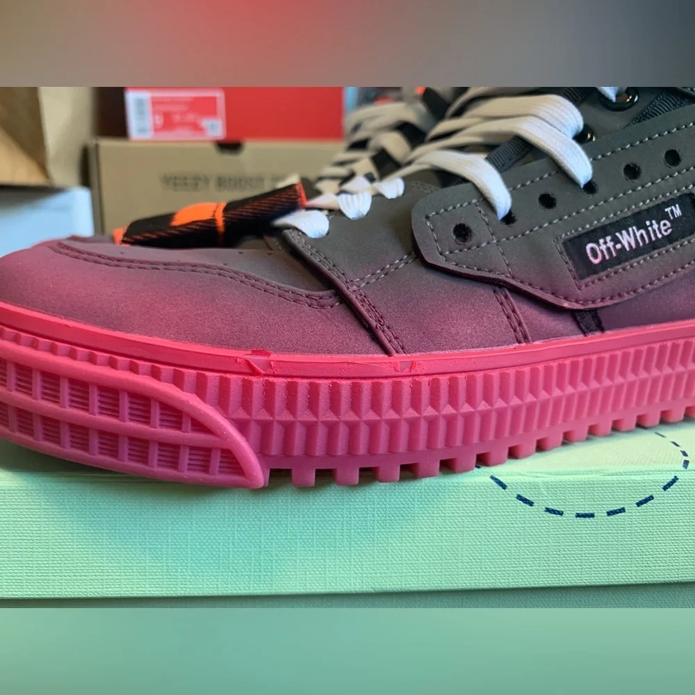 OFF-WHITE OFF COURT 3.0 Sneakers - Size 7 US / 40 EU - Grey Fuchsia Purple Shoes - Picture 10 of 15